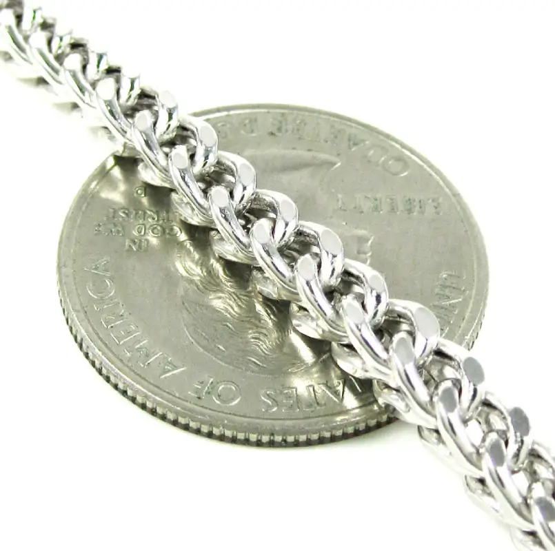 MartOx 4mm Foxtail Neck Chain For Men Silver - Image 2