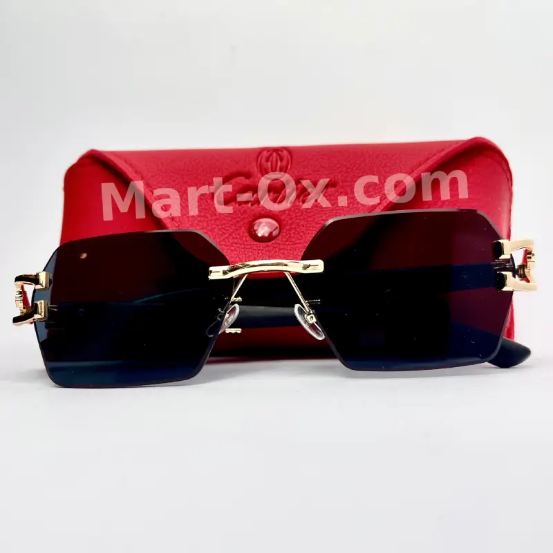 Mart-OX 3 Piece Black Lens Black Temple with Golden Panther Glasses Midnight Monarch - Image 3