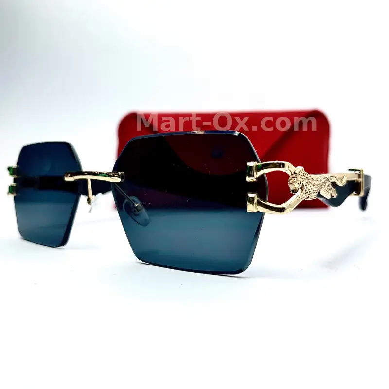 Mart-OX 3 Piece Black Lens Black Temple with Golden Panther Glasses Midnight Monarch - Image 5