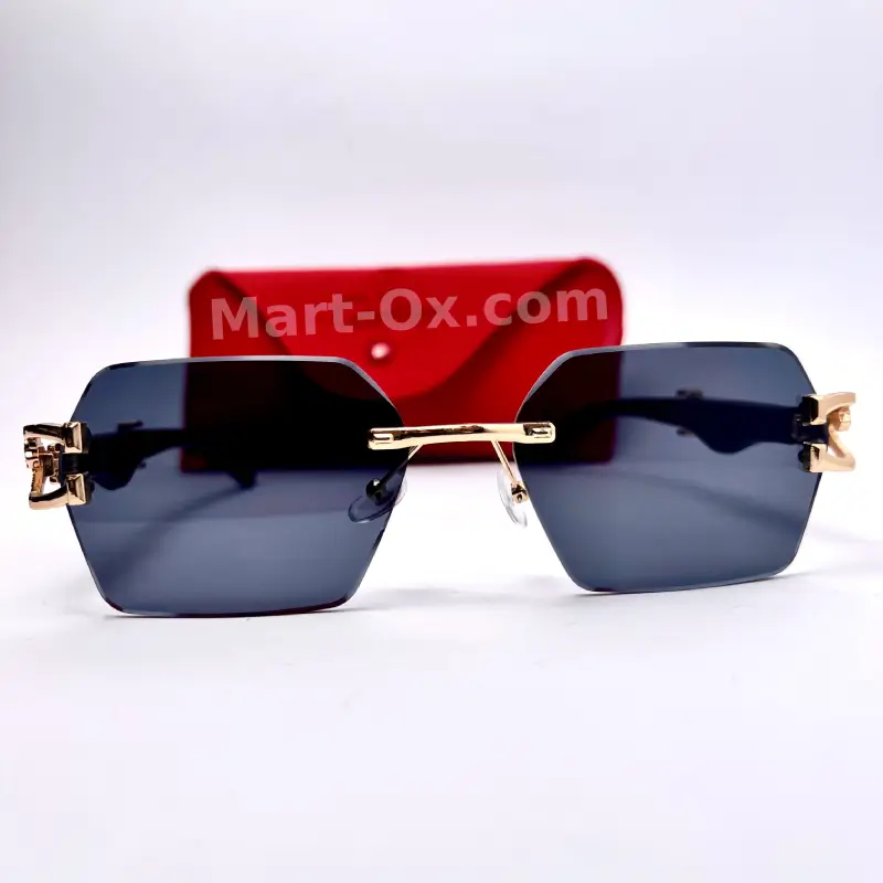 Mart-OX 3 Piece Black Lens Black Temple with Golden Panther Glasses Midnight Monarch - Image 2