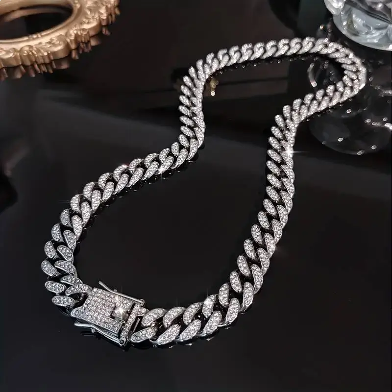 MartOx 13 mm Iced Out Miami Curb Silver Chain