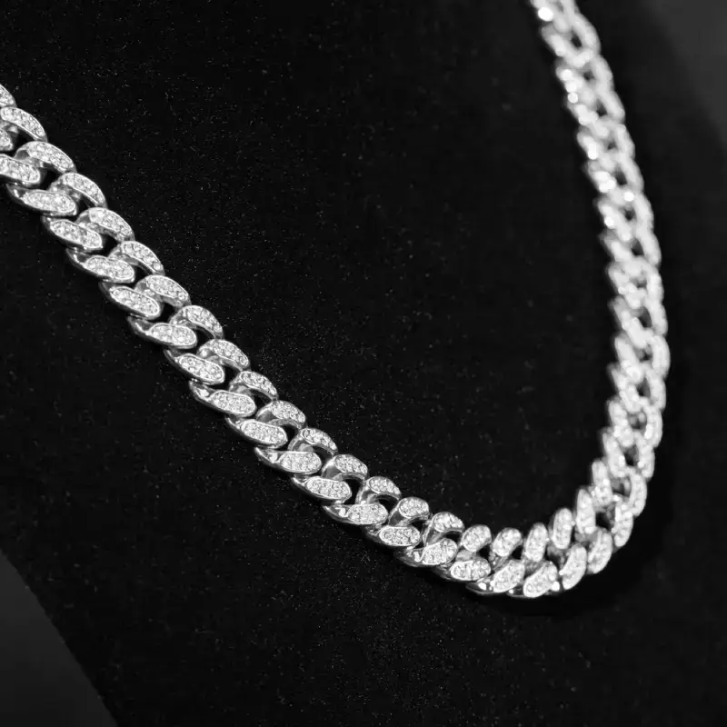 MartOx 13 mm Iced Out Miami Curb Silver Chain - Image 5