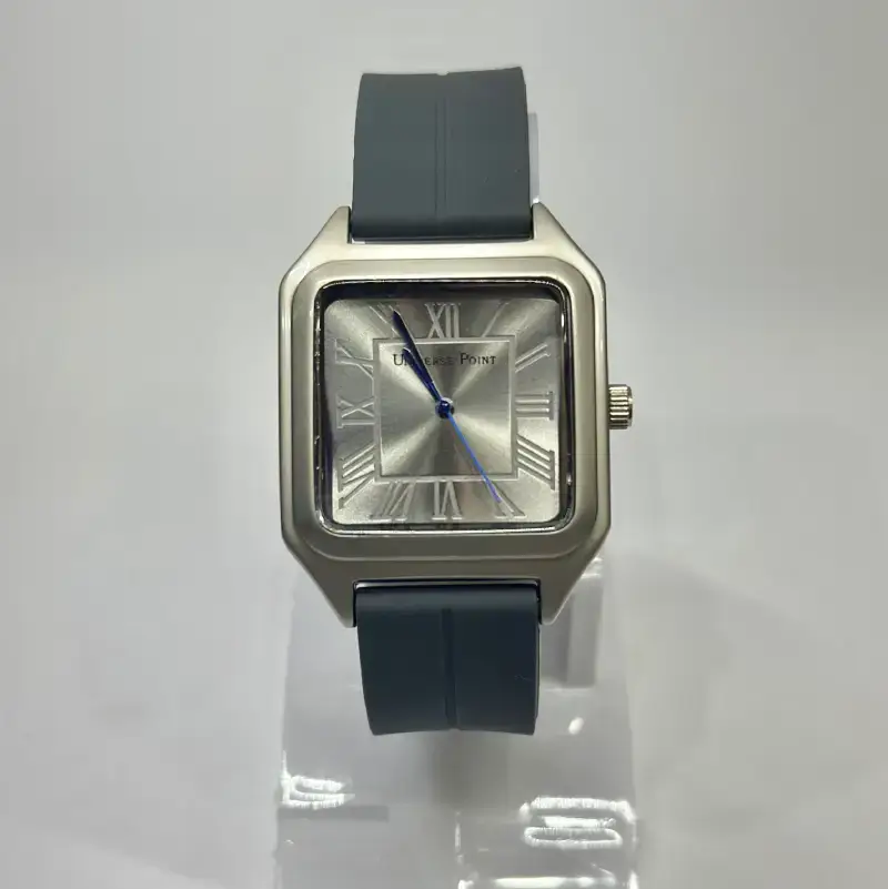 Premium Square Dial Silver Luxury Minimalist Watch with Silicon Strap - Image 2