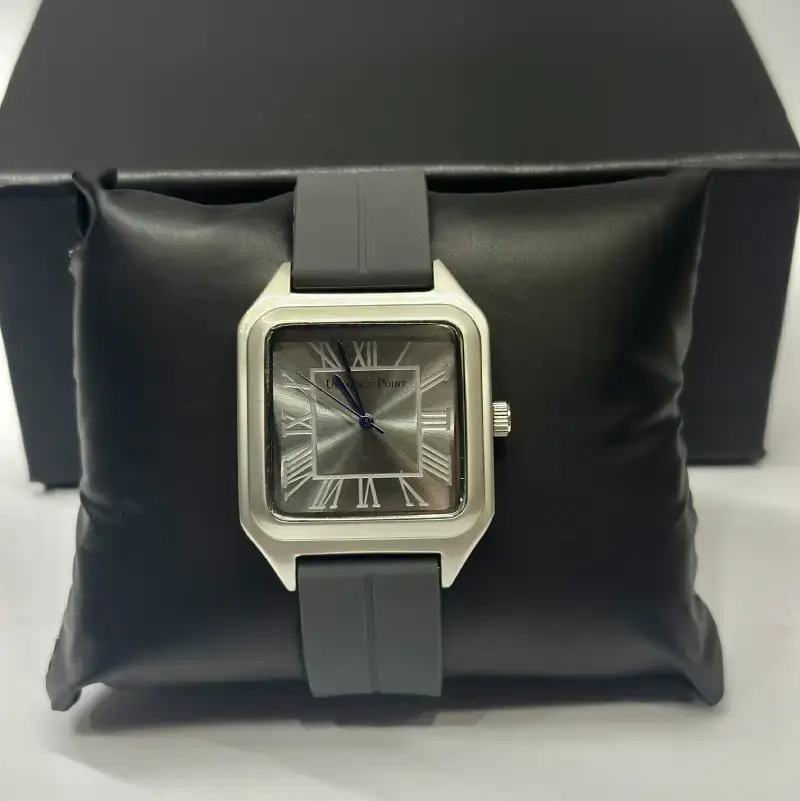 Premium Square Dial Silver Luxury Minimalist Watch with Silicon Strap