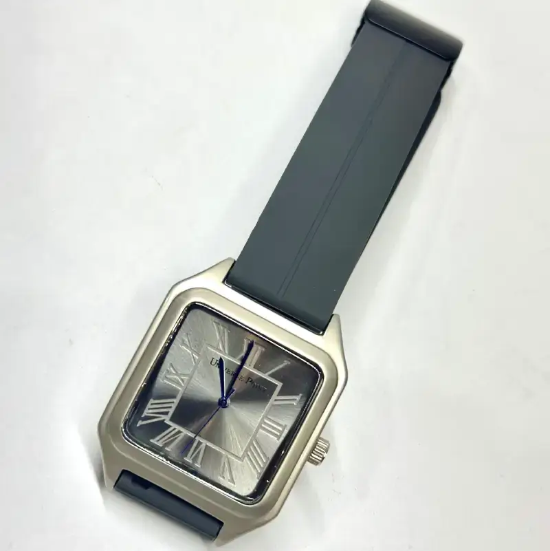 Premium Square Dial Silver Luxury Minimalist Watch with Silicon Strap - Image 4