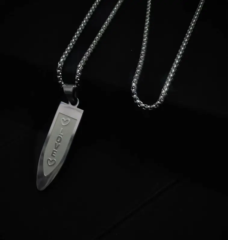Silver Love Righted On Flat Bar Pendant Necklace For Men/Women - Image 3