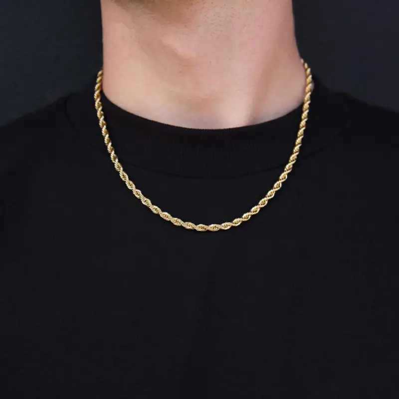 MartOx 4mm Golden Rope Neck Chain For Men - Image 4