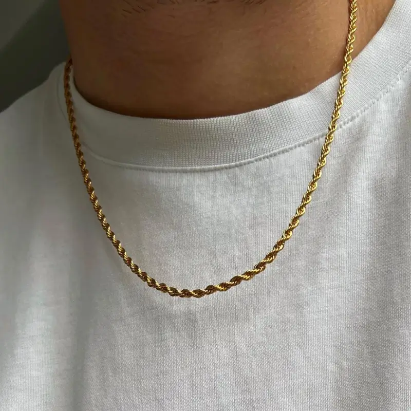 MartOx 4mm Golden Rope Neck Chain For Men - Image 3