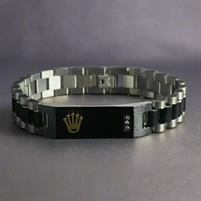 Black & Silver Rolax Crown Jubilee Bracelet for Men
