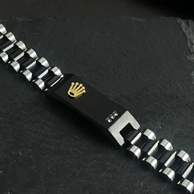Black & Silver Rolax Crown Jubilee Bracelet for Men - Image 2