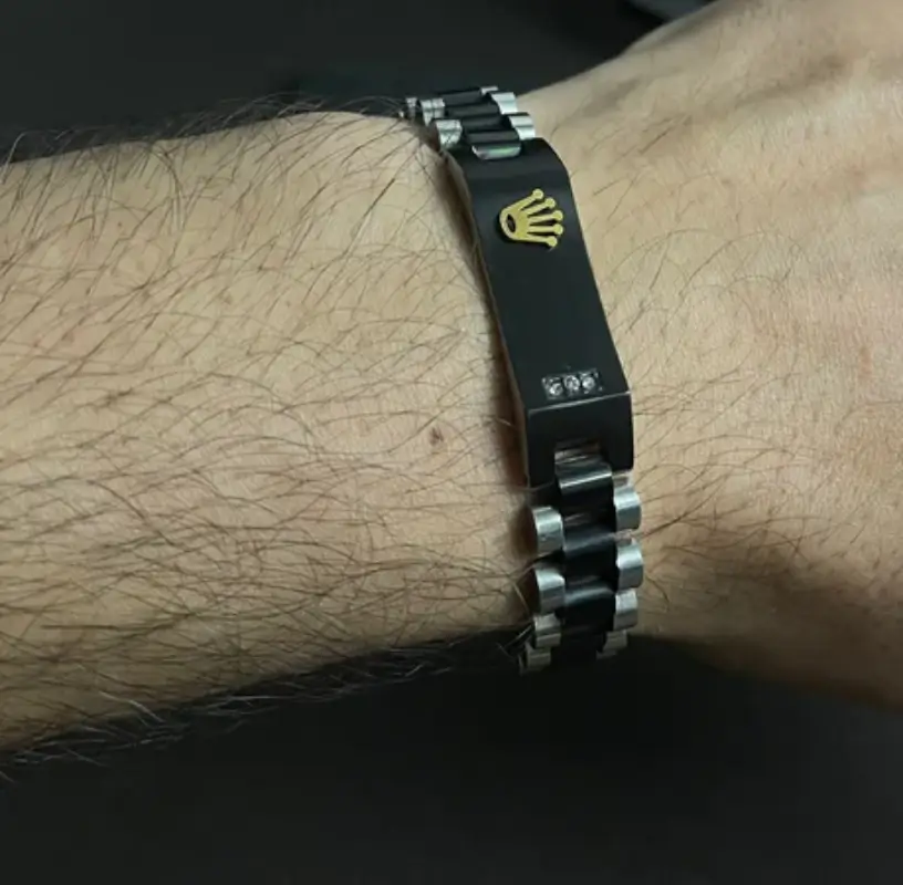 Black & Silver Rolax Crown Jubilee Bracelet for Men - Image 4